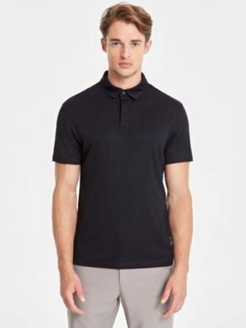 Alfani Stretch Black Short-Sleeve Polo Shirt Mens Small